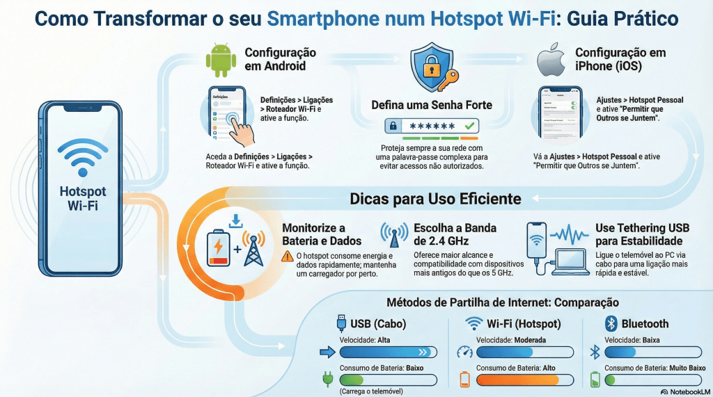 Como transformar o seu smartphone num hotspot (PA móvel)