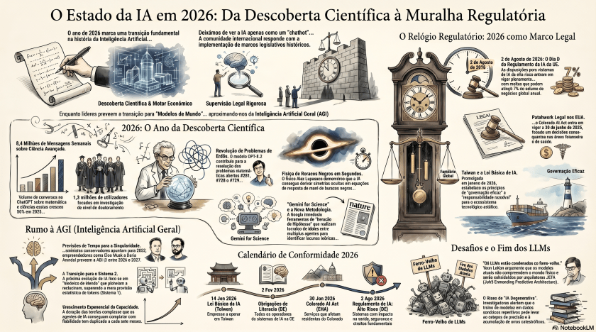 O estado da IA em 2026: Da descoberta cientifica à Muralha regulatória